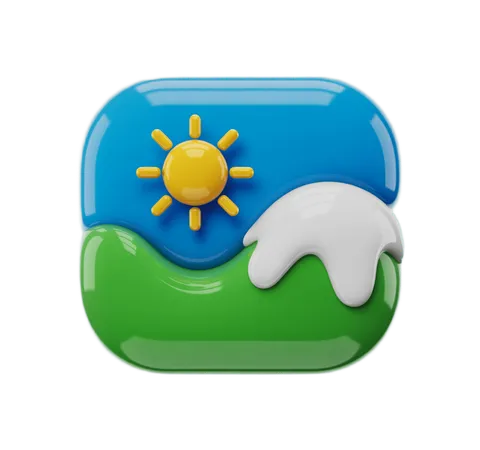 Bright sunny day with fluffy cloud and green grass isolated clipart for weather presentations and marketing PNG