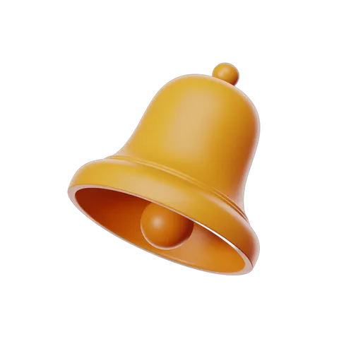 Bright yellow 3d bell graphic element for notifications alerts and alerts icons PNG