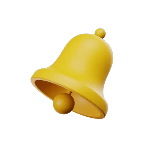 Bright yellow 3d bell notification icon for alerts events alerts and app interfaces PNG
