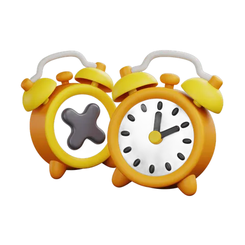 Bright yellow alarm clock with clock face and power button graphic for presentations and designs PNG