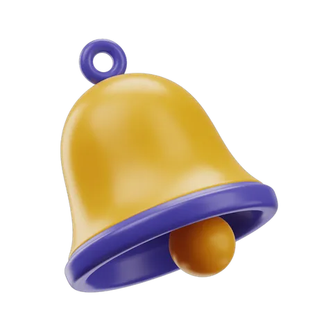 Bright yellow and purple bell notification icon for alerts and alerts in modern graphic design PNG