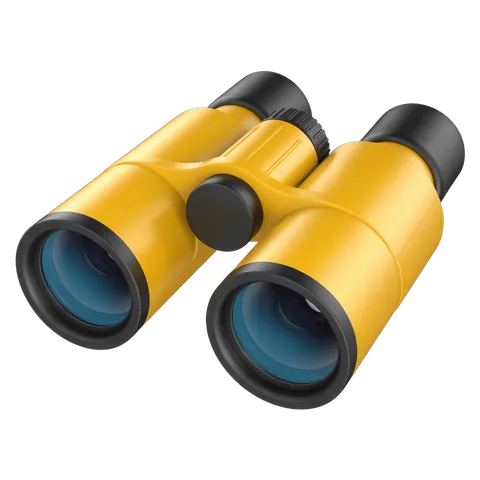 Bright yellow binoculars clipart for outdoor adventure travel and nature exploration designs PNG