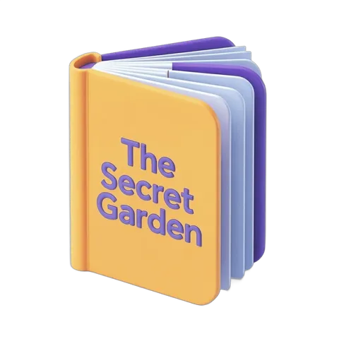 Bright yellow book cover design with the secret garden title for fantasy literature and gardening books PNG