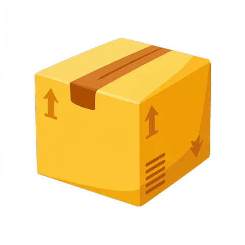 Bright yellow delivery box with arrows for shipping and logistics design PNG