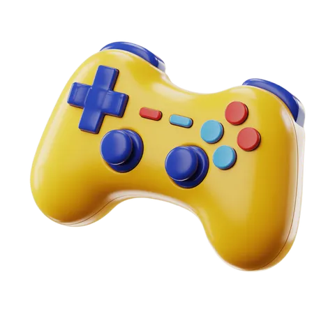 Bright yellow gaming controller clipart with colorful buttons for digital presentations and designs PNG