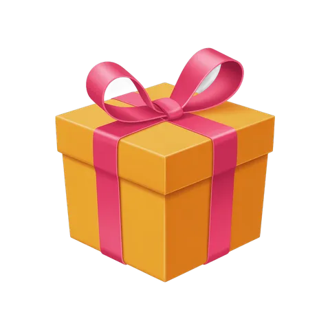 Bright yellow gift box with pink ribbon for birthday celebration presentation PNG