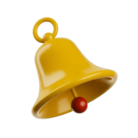 Bright yellow hanging bell clipart for holiday notifications and festive alerts PNG
