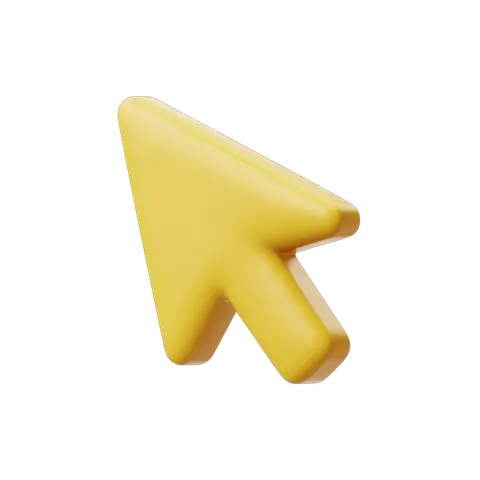Bright yellow isolated arrow cursor clipart for user interface design and web graphics PNG