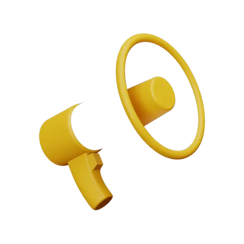 Bright yellow isolated speaker megaphone graphic element for presentations and announcements PNG