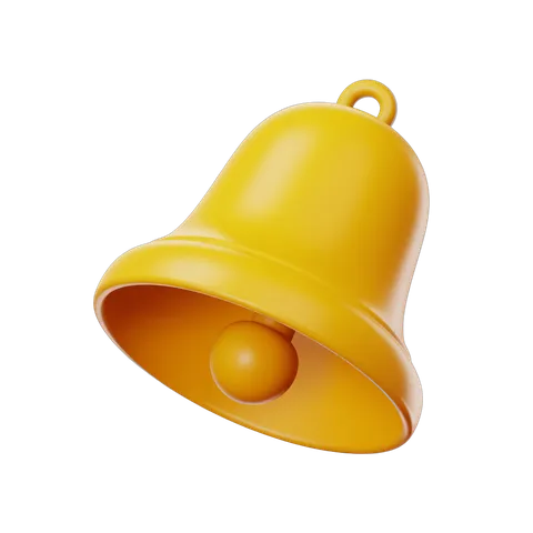 Bright yellow notification bell icon for alerts, alerts, reminders and app notifications PNG