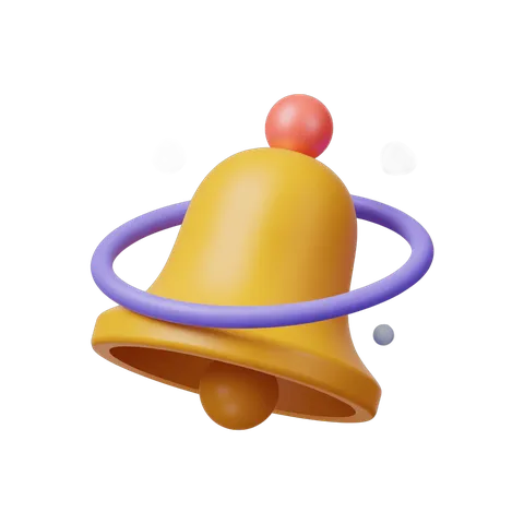 Bright yellow notification bell with red top for alerts and alerts graphic design projects PNG