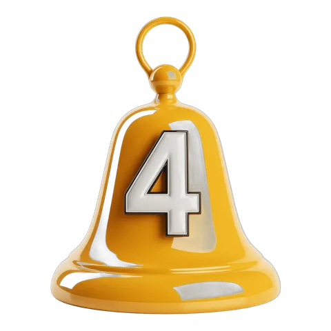 Bright yellow numbered bell graphic element for event countdowns, ratings, or step indicators PNG