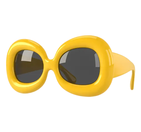 Bright yellow retro sunglasses clipart for fashion branding and summer marketing designs PNG