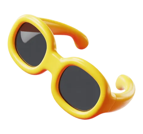 Bright yellow retro sunglasses clipart for summer fashion and advertising designs PNG