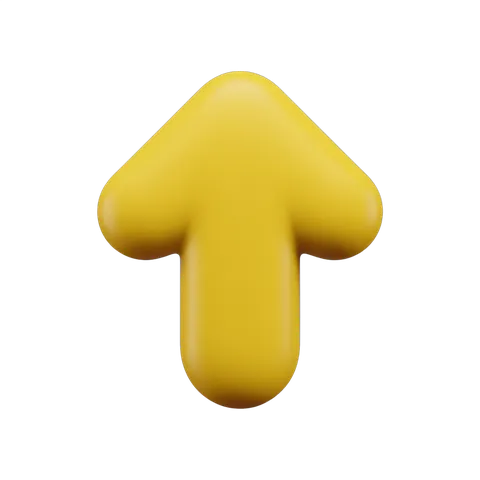 Bright yellow upward arrow isolated clipart for presentations and web design graphics PNG