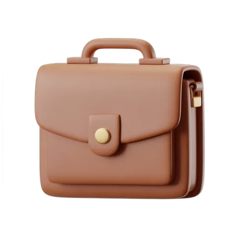 Brown leather briefcase clipart isolated on transparent background for business presentations and corporate designs PNG