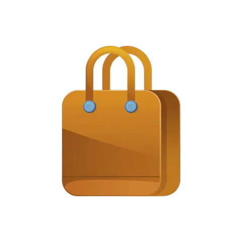 Brown shopping bag icon with handles for ecommerce website and app design PNG