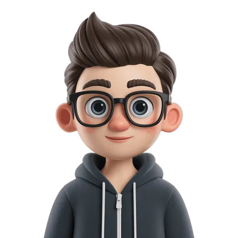 Cartoon boy with glasses wearing hoodie for digital illustrations and presentations PNG