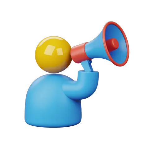 Cartoon character holding megaphone for announcements and presentations PNG