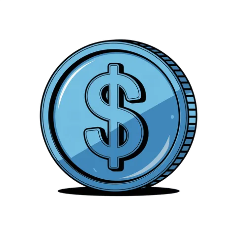 Cartoon dollar coin graphic element for business financial presentations and marketing materials PNG