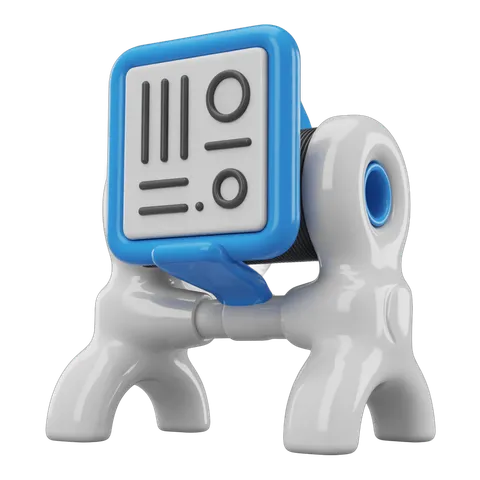 Cartoon robot holding calculator with math symbols for educational and business presentations PNG