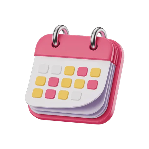 Cheerful 3D cartoon calendar clipart for planning events and daily schedules PNG