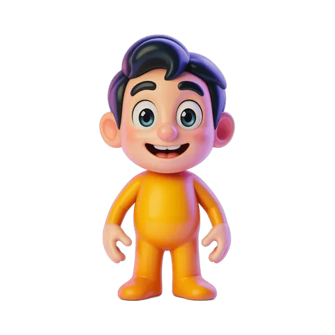 Cheerful cartoon boy character isolated clipart for children illustrations and designs PNG