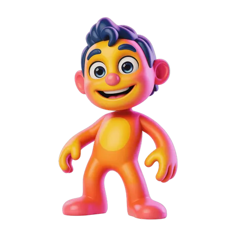 Cheerful cartoon character standing pose isolated transparent background clipart PNG