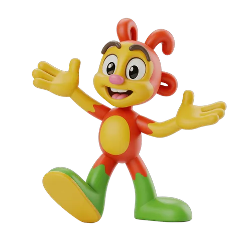 Cheerful cartoon character waving arms in bright colors for cheerful designs PNG