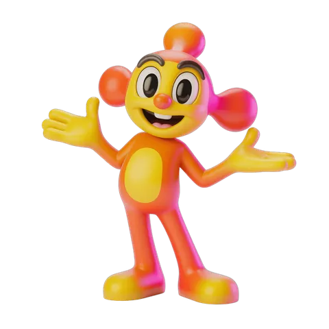 Cheerful cartoon character waving arms in vibrant colors for cheerful designs PNG