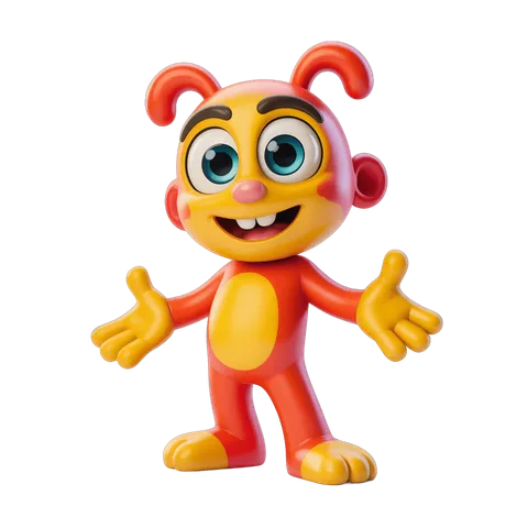 Cheerful cartoon character with arms outstretched for greeting cards and children's illustrations PNG