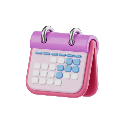 Cheerful pink calendar clipart with date grid for planning and scheduling events PNG