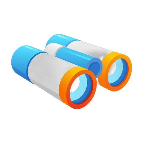 Colorful 3d cartoon binoculars clipart for children educational materials and kids activities PNG
