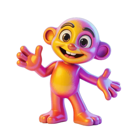 Colorful 3D cartoon character waving in vibrant park setting for social media marketing PNG