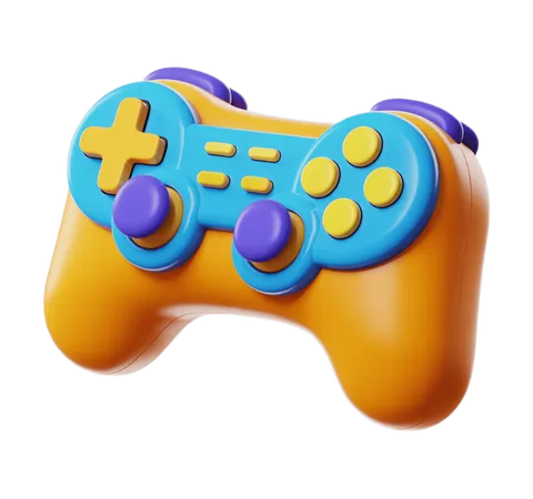 Colorful 3D game controller clipart for kids educational apps and mobile games PNG