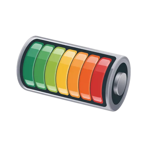 Colorful battery power level indicator for digital devices and apps interface design PNG