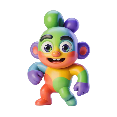 Colorful cartoon alien character running with arms outstretched for kids animation PNG