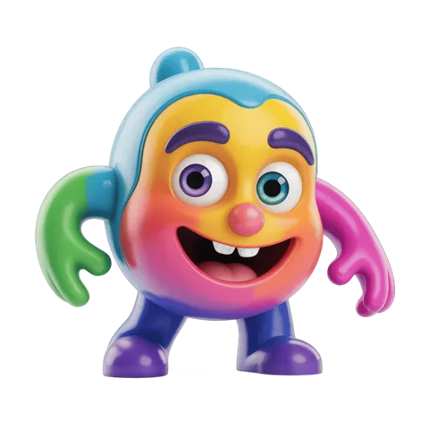 Colorful cartoon alien character with big eyes and smile for children's illustrations and animations PNG