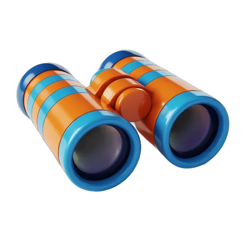 Colorful cartoon binoculars clipart for kids educational materials and outdoor activity illustrations PNG
