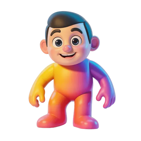 Colorful cartoon boy character standing isolated transparent background PNG