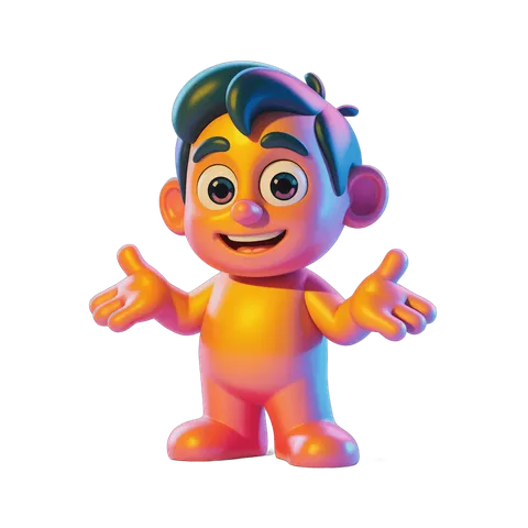 Colorful cartoon boy character with arms outstretched for cheerful designs and illustrations PNG