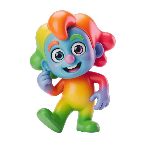 Colorful cartoon character posing cheerfully for children's illustrations and designs PNG