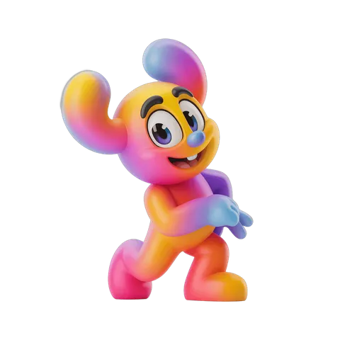 Colorful cartoon character running cheerfully for children's educational content PNG