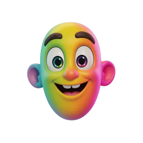 Colorful cartoon character smiling cheerful isolated transparent background clipart PNG