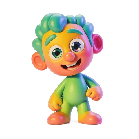 Colorful cartoon character standing with arms crossed isolated transparent background PNG