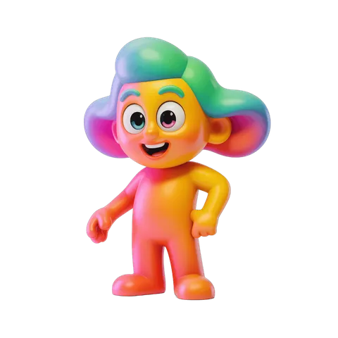 Colorful cartoon character standing with arms outstretched for children illustrations PNG