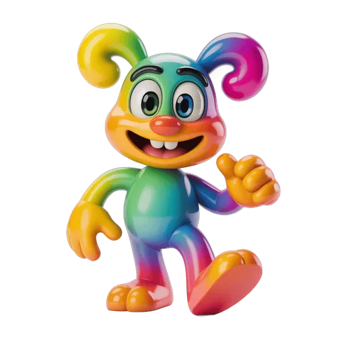 Colorful cartoon character waving cheerfully for children's educational content PNG