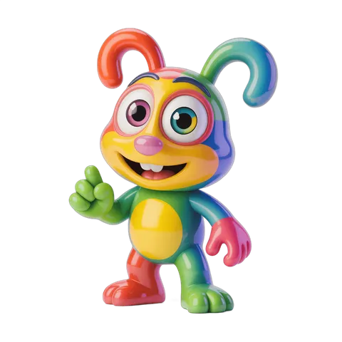 Colorful cartoon character waving for cheerful children's illustrations and designs PNG