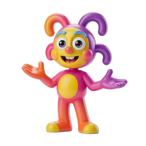 Colorful cartoon character waving for children's educational content and illustrations PNG