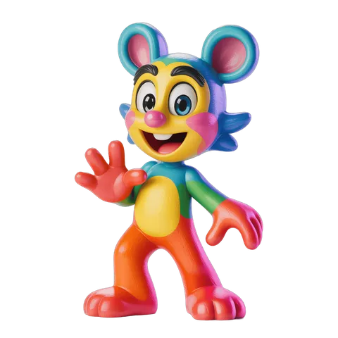 Colorful cartoon character waving isolated transparent background clipart PNG